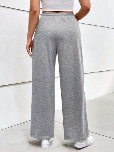 Plus Size Elastic Waist Wide Leg Pants