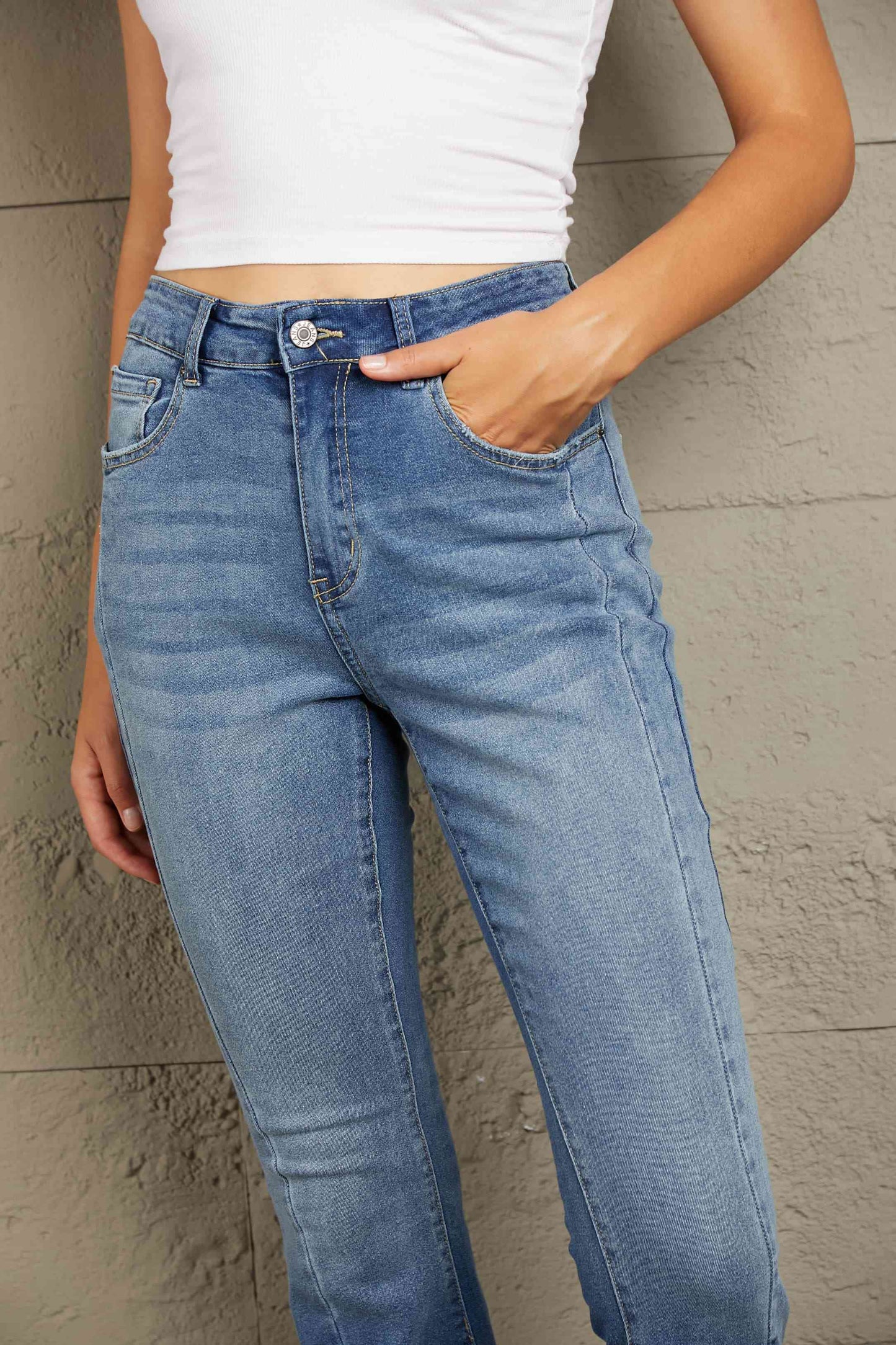 Baeful High Waist Flare Jeans with Pockets