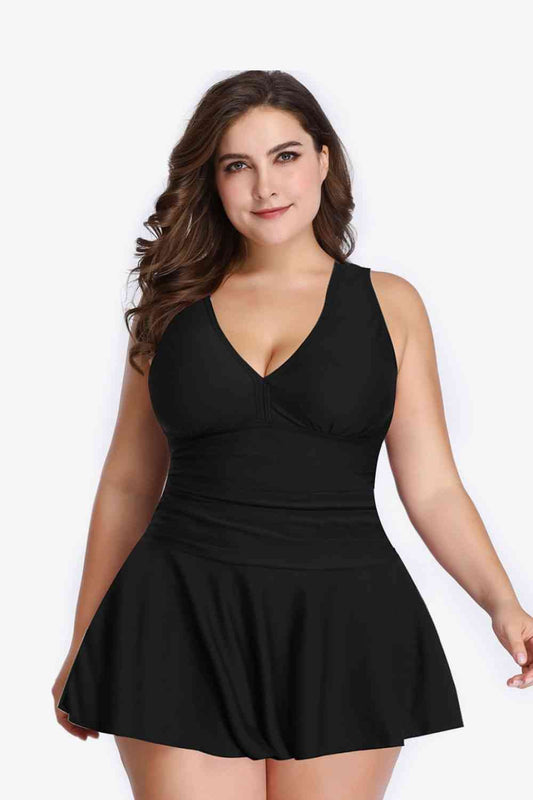 Plus Size Plunge Swim Dress