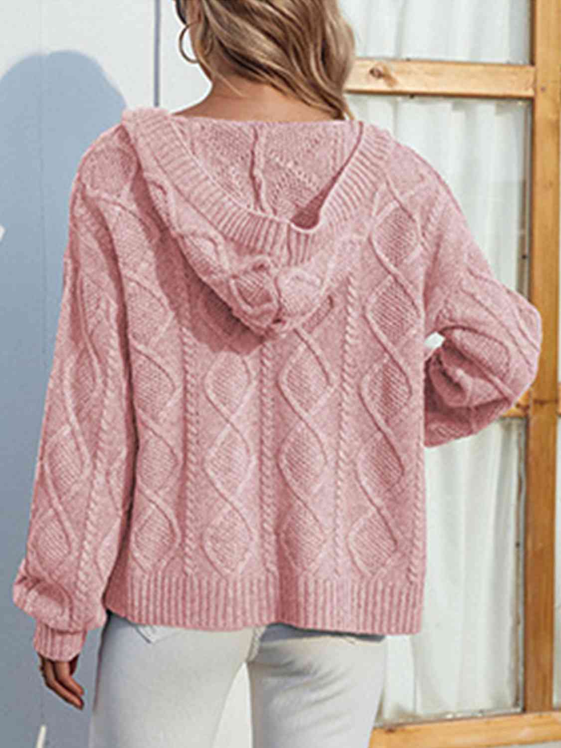 Open Front Hooded Cardigan