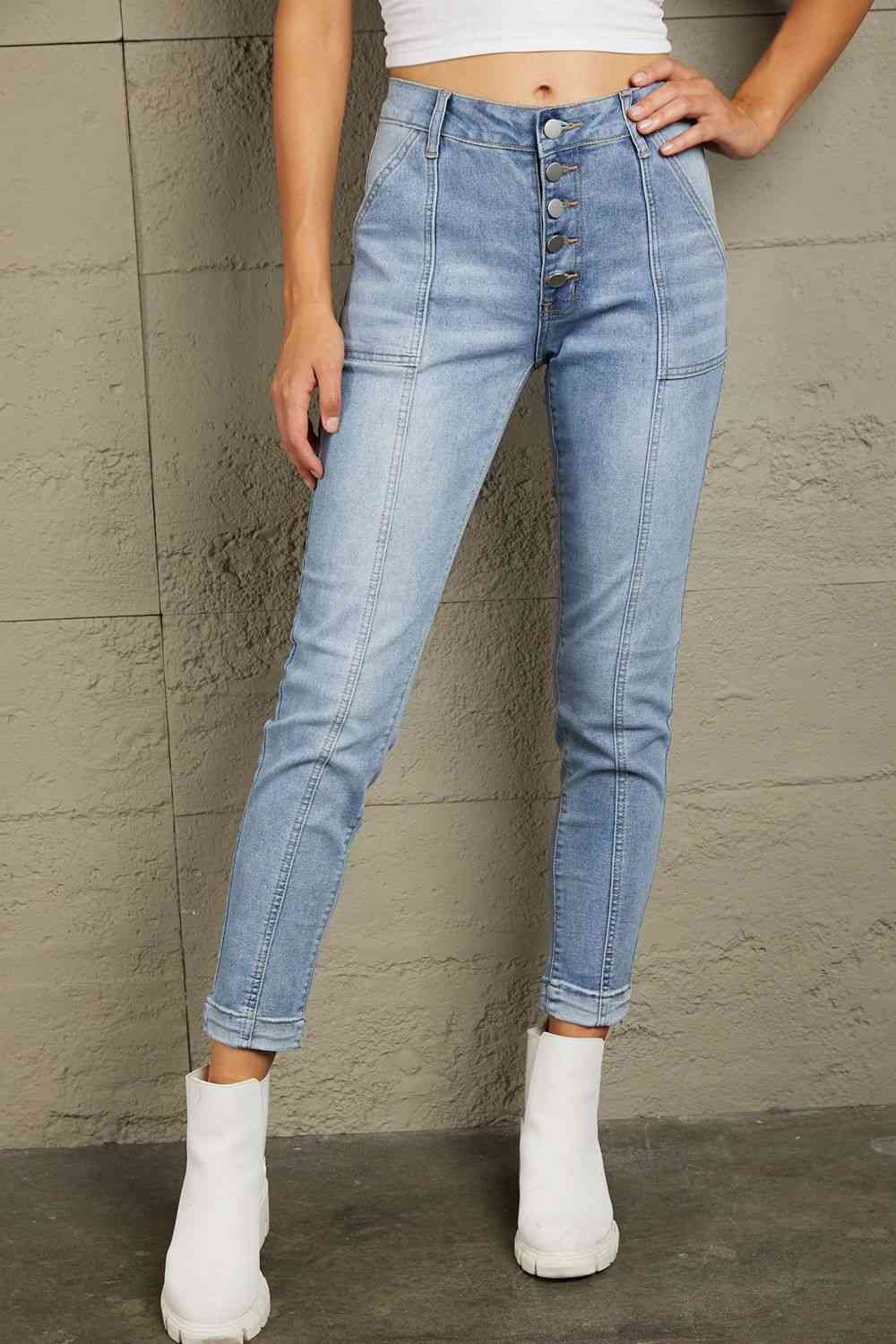 Baeful Button Fly Center Seam High Rise Jeans