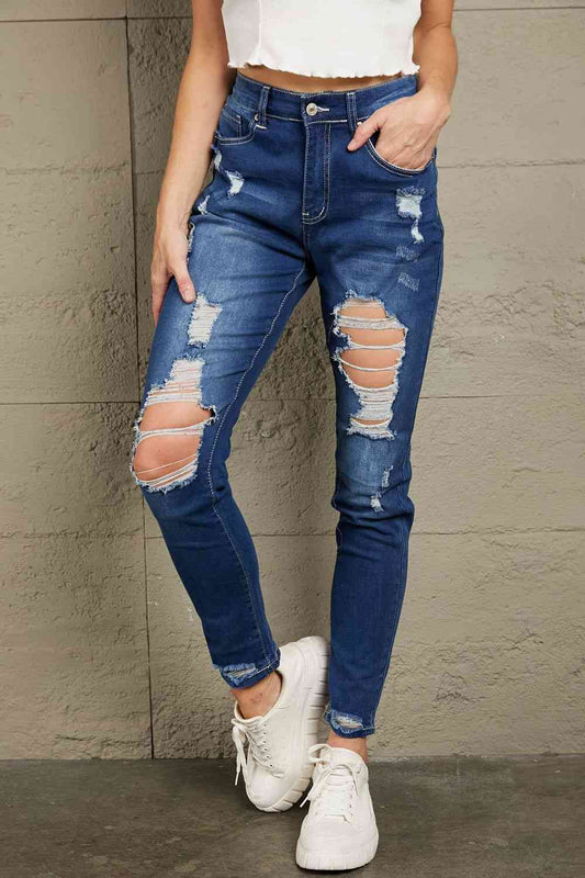 Baeful Distressed High-Rise Jeans with Pockets