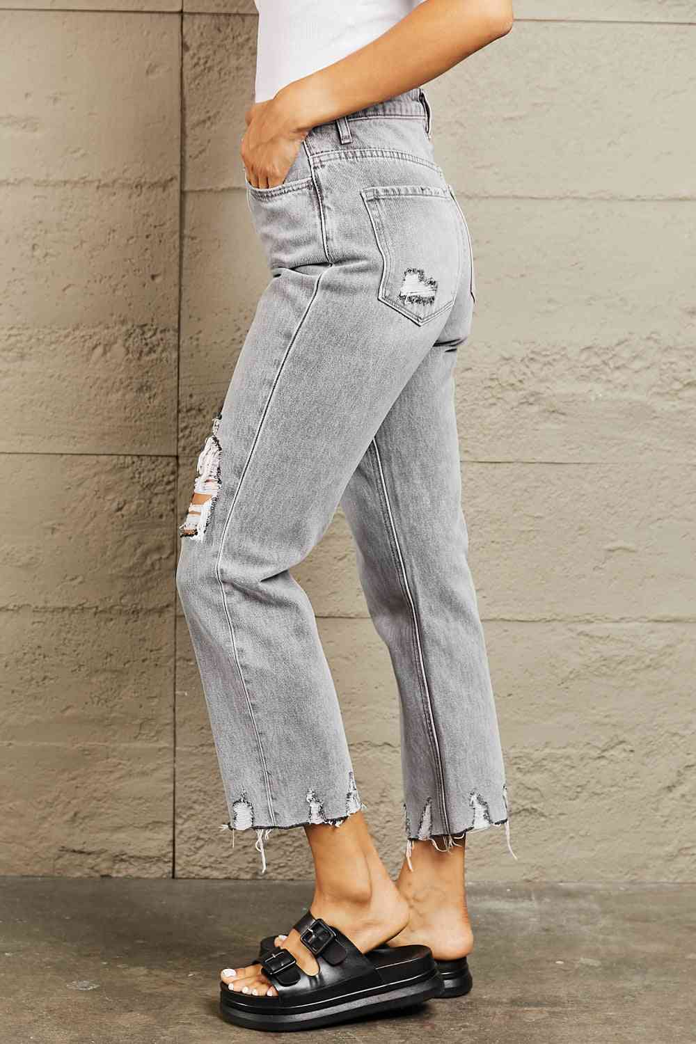 BAYEAS High Waisted Cropped Mom Jeans