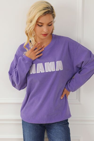 MAMA Round Neck Drop Shoulder Sweatshirt