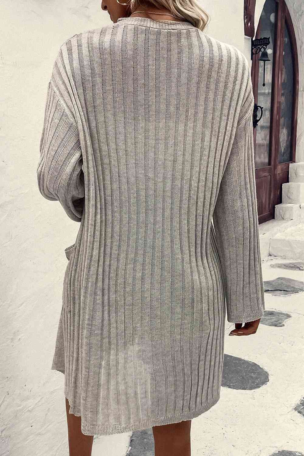 Open Front Dropped Shoulder Longline Cardigan