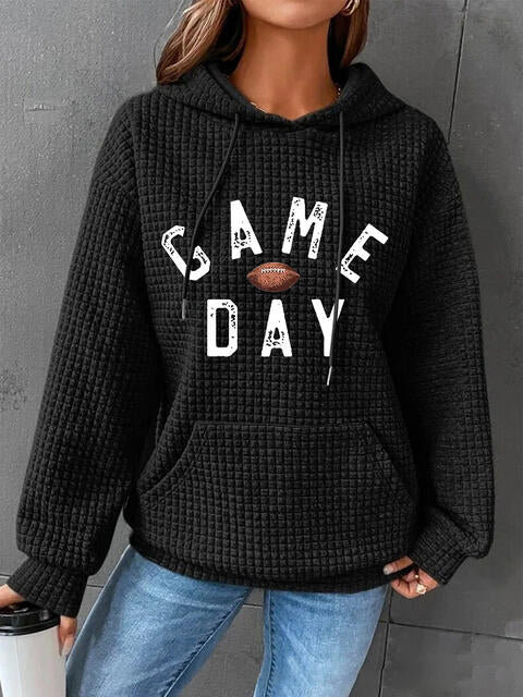 Full Size GAME DAY Graphic Drawstring Hoodie