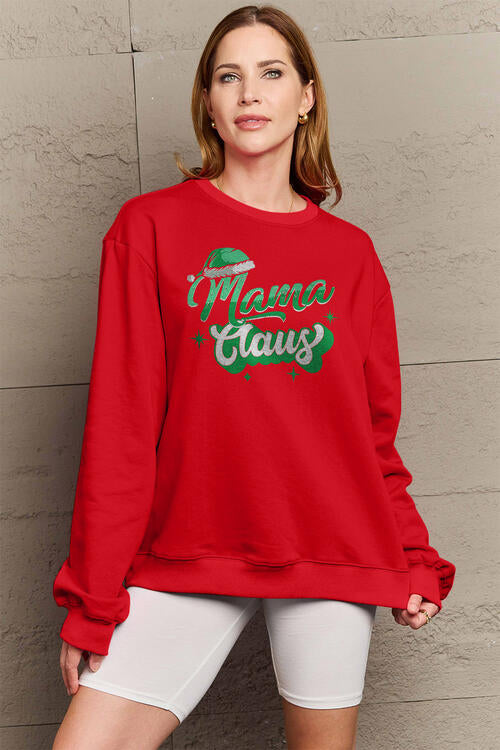 Simply Love Full Size MAMA CLAUS Round Neck Sweatshirt