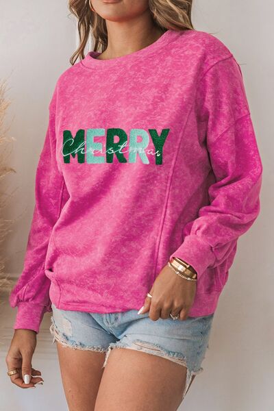 MERRY CHRISTMAS Round Neck Long Sleeve Sweatshirt