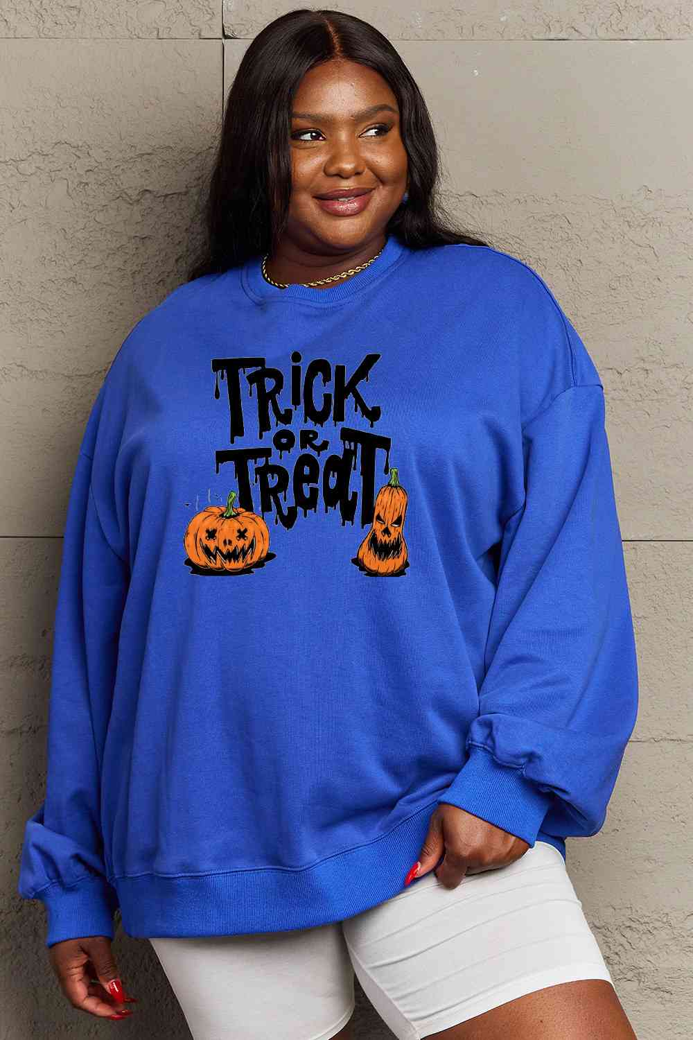 Simply Love Full Size TRICK OR TREAT Graphic Sweatshirt