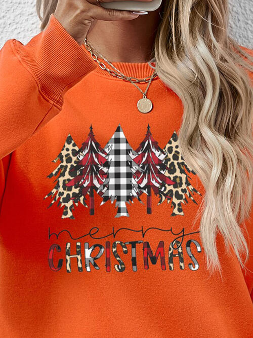 MERRY CHRISTMAS Round Neck Long Sleeve Sweatshirt