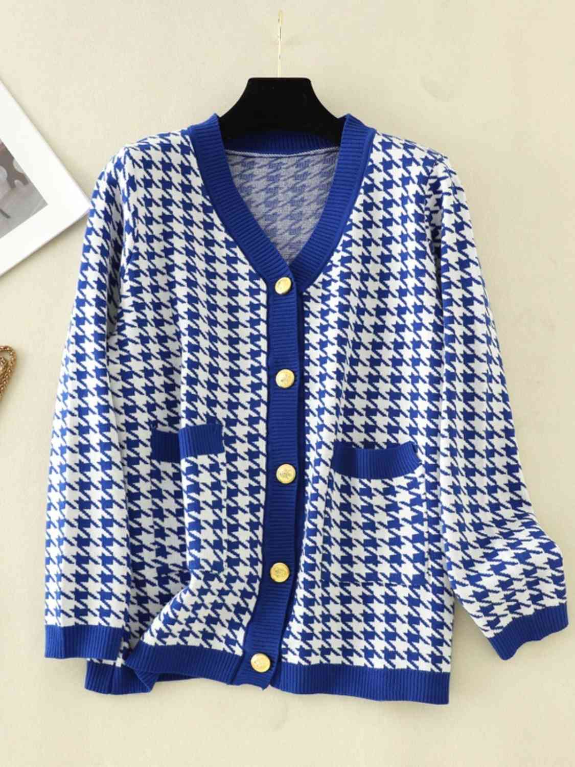 Houndstooth Button Down Cardigan