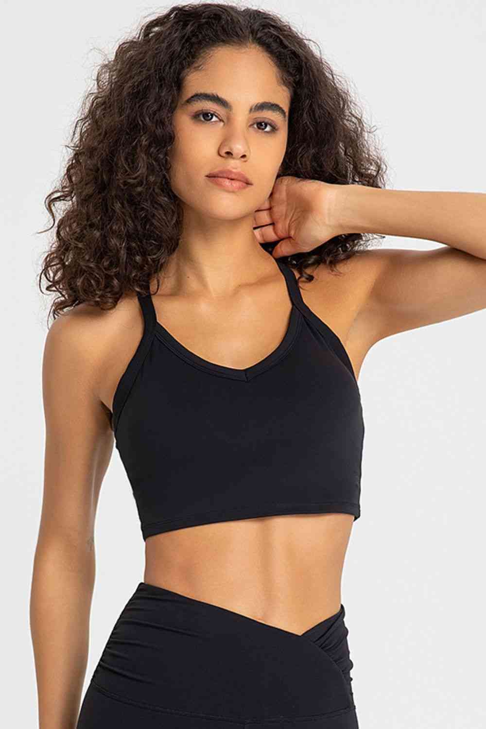 Crisscross Back V-Neck Sports Bra