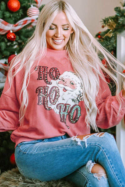 Santa Graphic Dropped Shoulder Sweatshirt