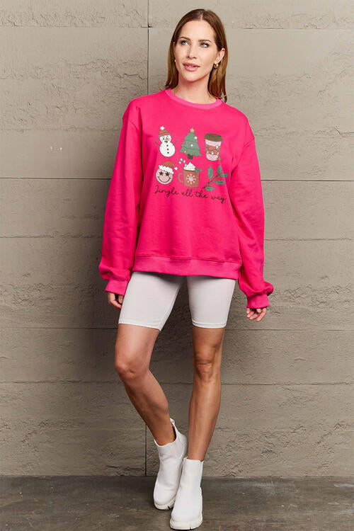 Simply Love Full Size JINGLE ALL THE WAY Long Sleeve Sweatshirt