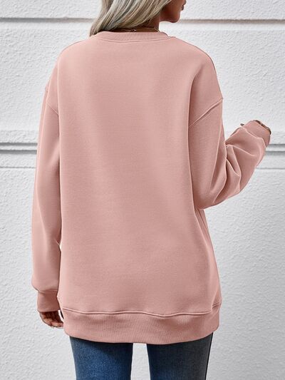 Letter Graphic Round Neck Sweatshirt