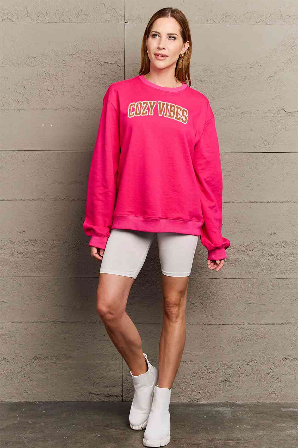 Simply Love Full Size COZY VIBES Graphic Sweatshirt