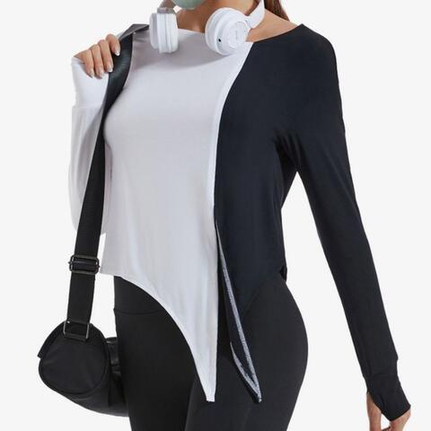 Contrast Slit Sports Top