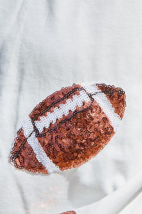 Football Sequin Round Neck Sweatshirt