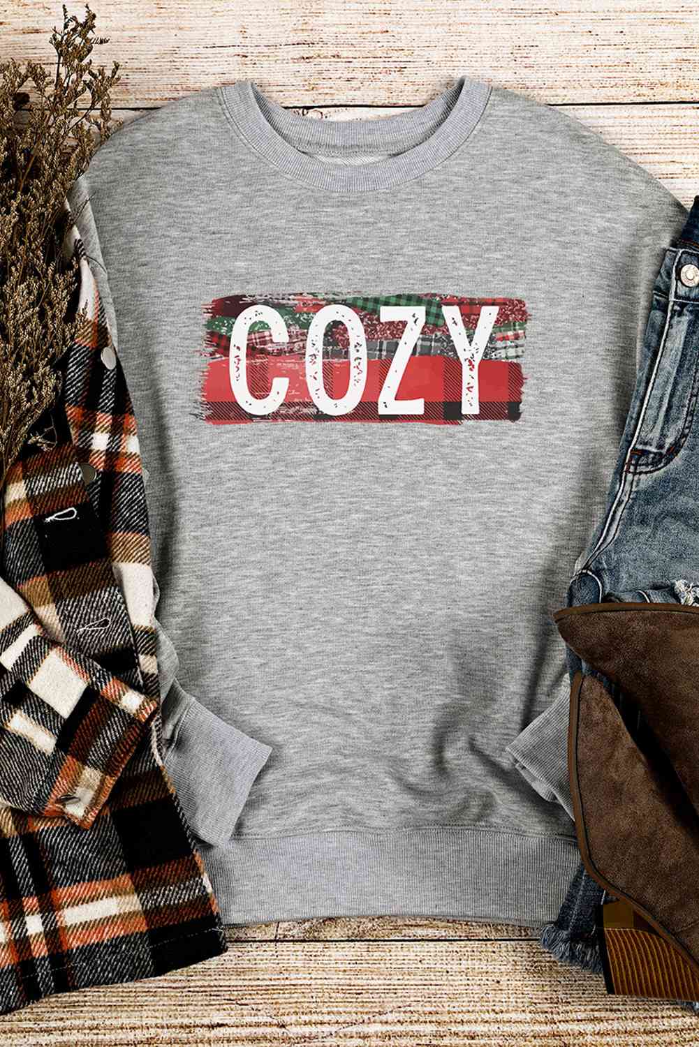 COZY Graphic Drop Shoulder Sweatshirt