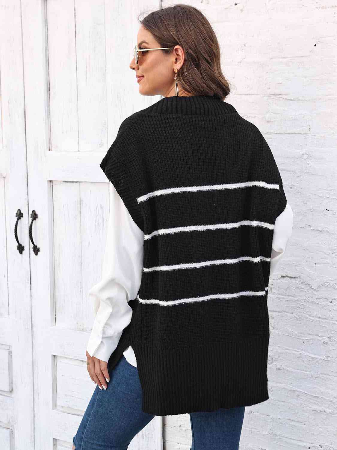 Striped V-Neck Sweater Vest