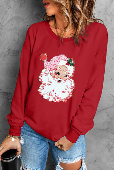 Santa Round Neck Dropped Shoulder Sweatshirt