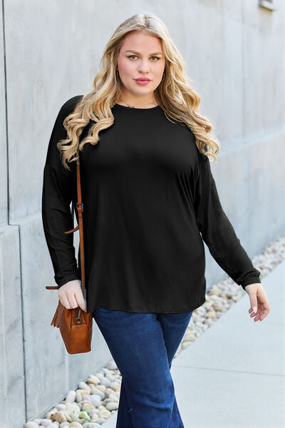 Basic Bae Full Size Round Neck Dropped Shoulder T-Shirt