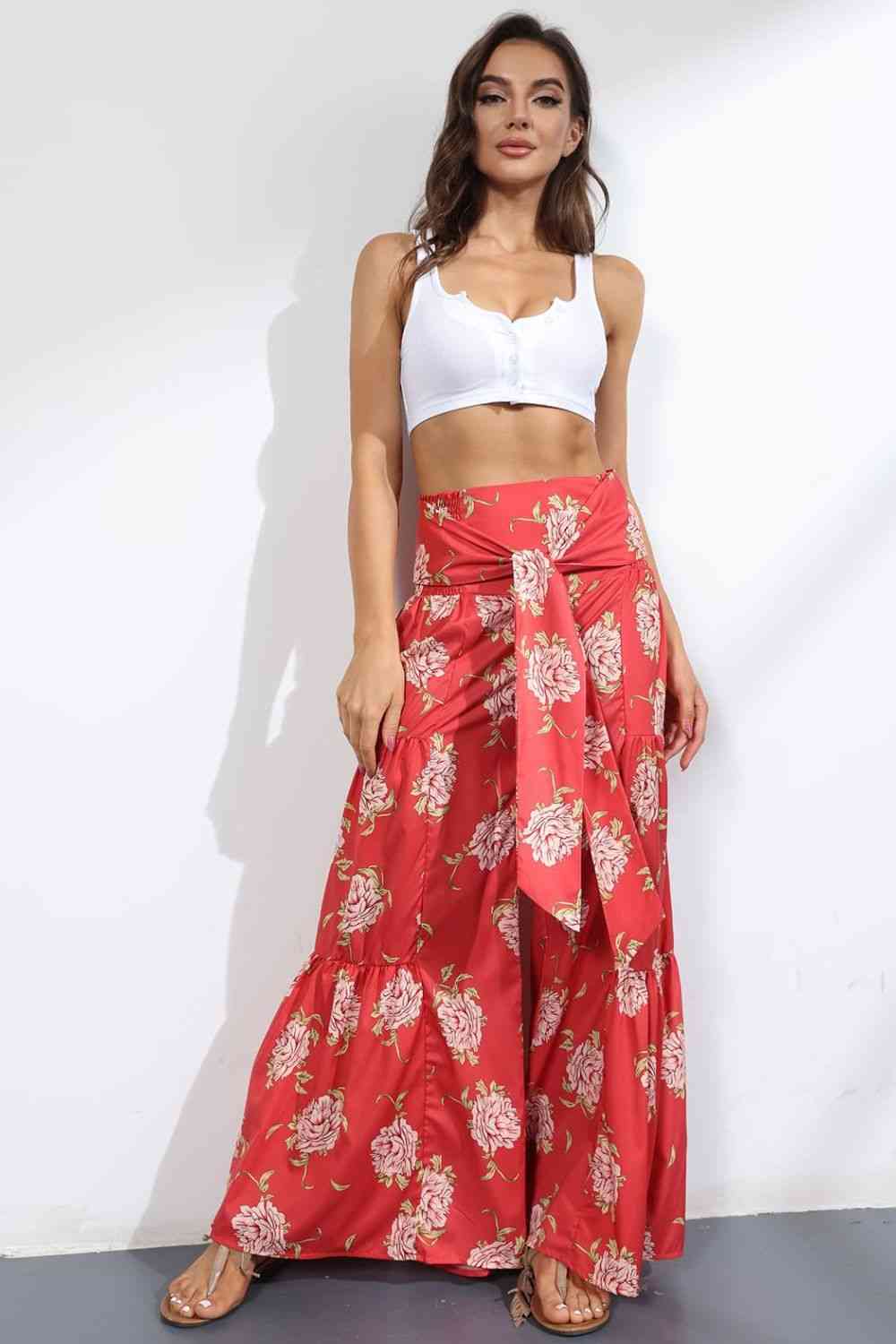 Printed High-Rise Tied Culottes