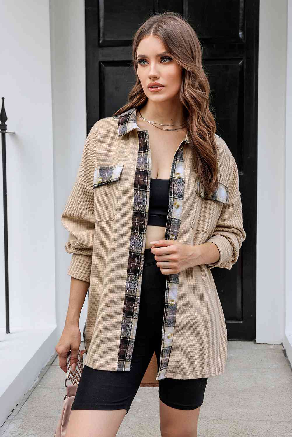 Plaid Button Down Collared Jacket