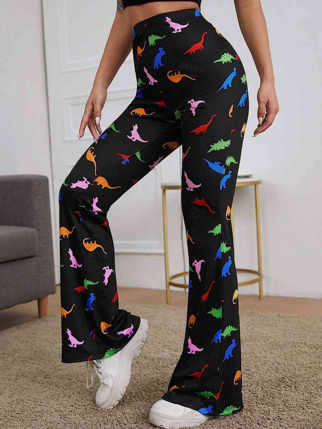 Printed High Waist Bootcut Pants