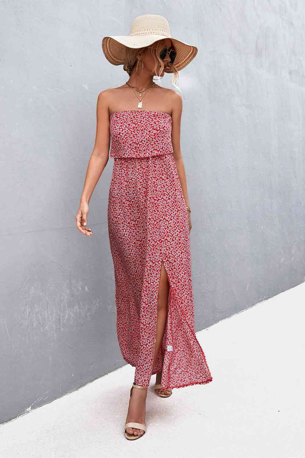 Strapless Split Maxi Dress