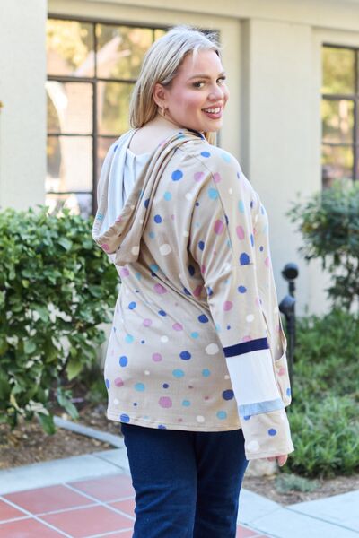 Celeste Design Full Size Polka Dot Drawstring Hoodie