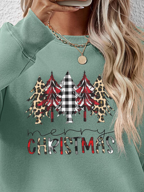 MERRY CHRISTMAS Round Neck Long Sleeve Sweatshirt