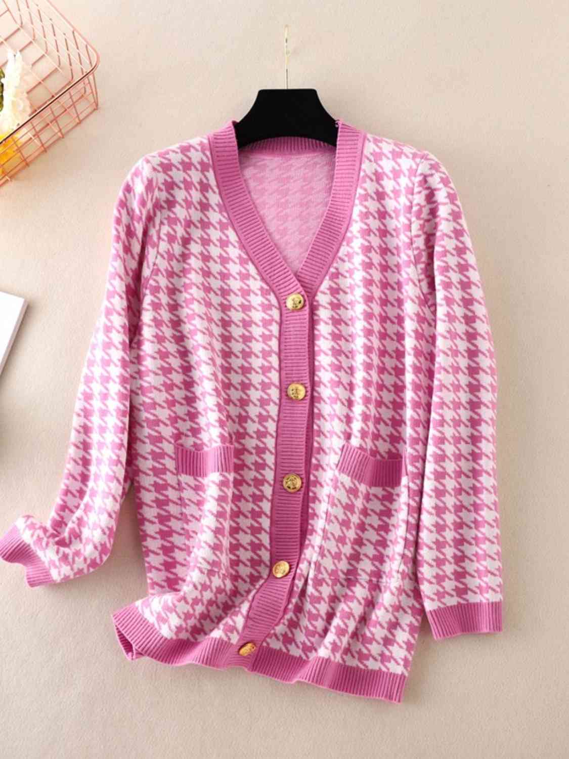 Houndstooth Button Down Cardigan