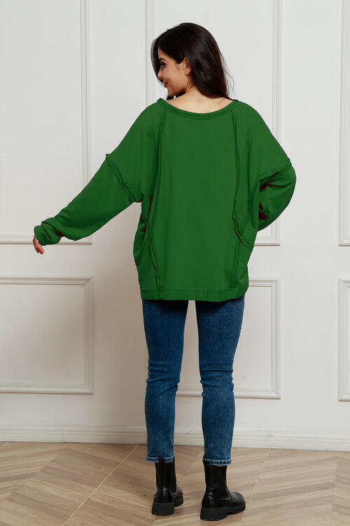 Round Neck Exposed Seam Sweatshirt