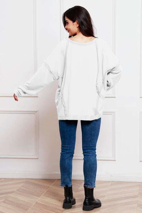 Round Neck Exposed Seam Sweatshirt