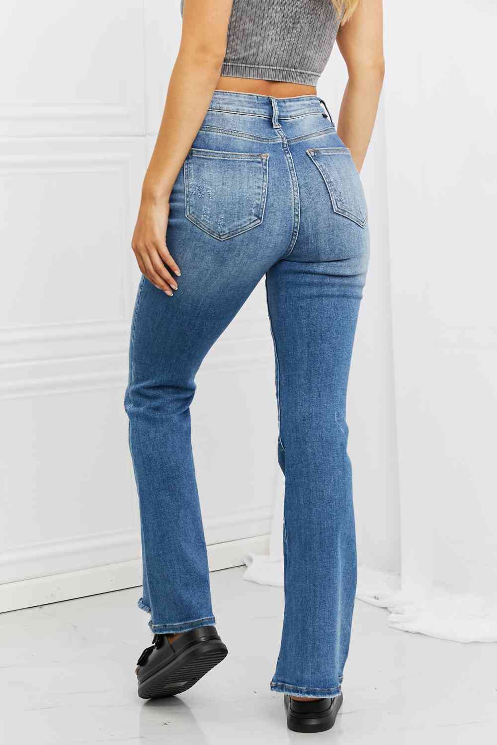 RISEN Full Size Iris High Waisted Flare Jeans