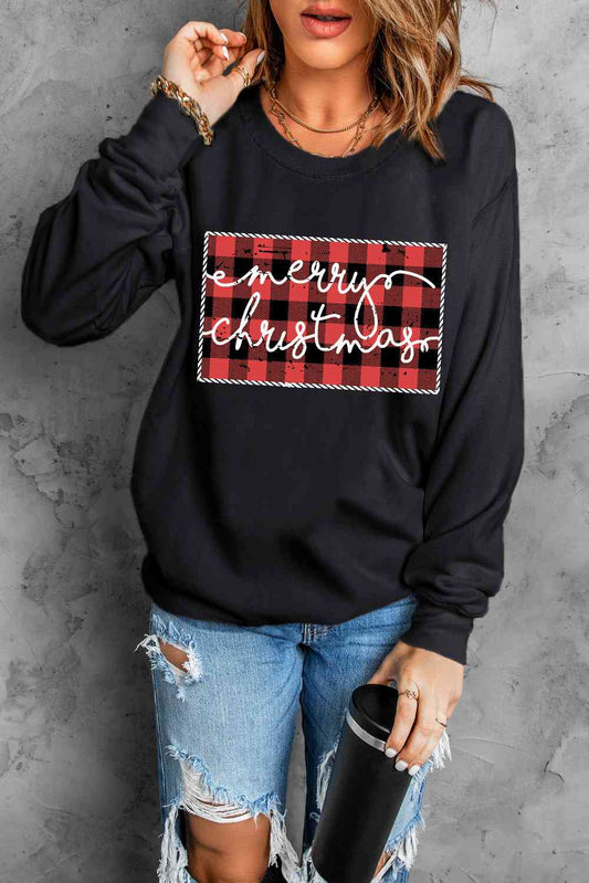 Graphic Round Neck Dropped Shoulder Sweatshirt