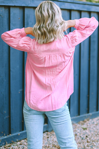 Texture Half Button Long Sleeve Shirt