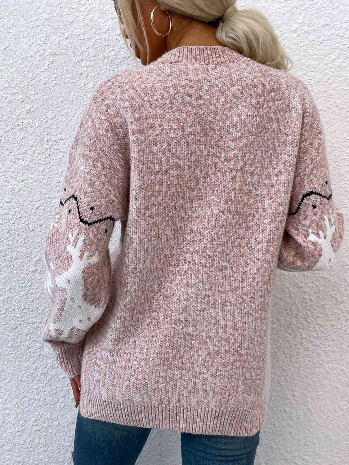 Reindeer Button Down Cardigan with Pockets