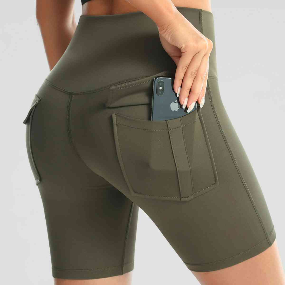 Wide Waistband Sports Shorts With Pockets