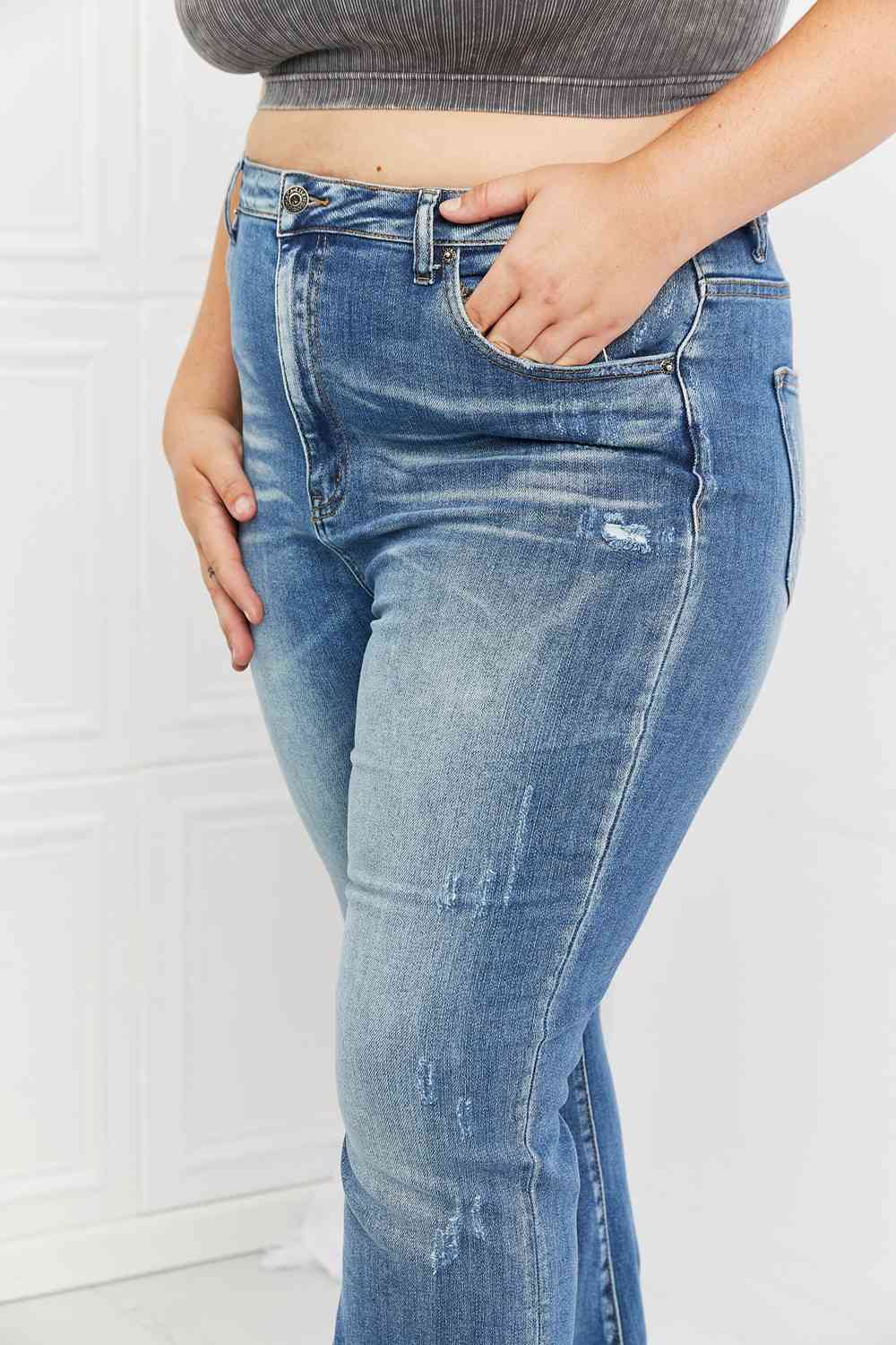 RISEN Full Size Iris High Waisted Flare Jeans