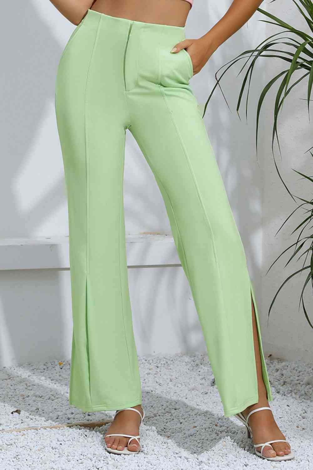 Slit High-Rise Flare Pants