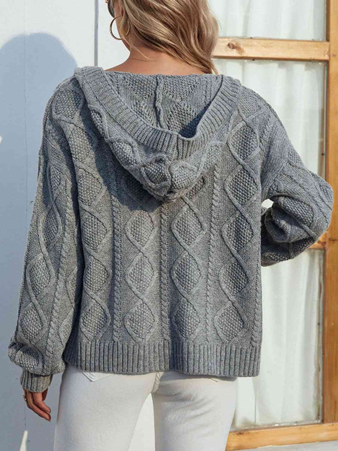 Open Front Hooded Cardigan