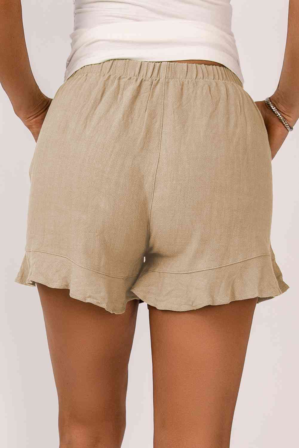 Elastic Waist Pocketed Shorts