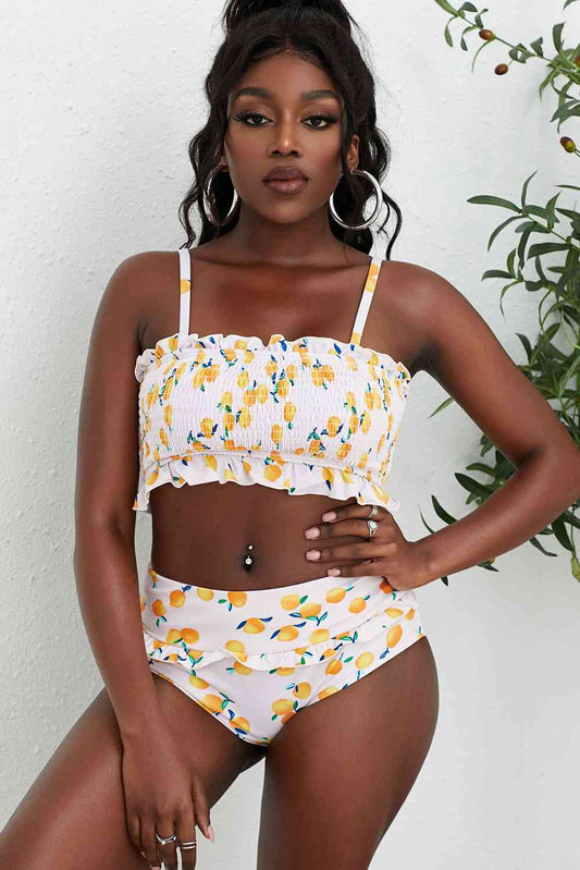 Fruit Print Frilled Bikini Set