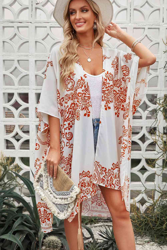 Floral Side Slit Cover Up