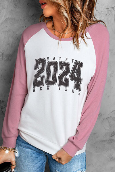 Letter Graphic Long Sleeve Round Neck T-Shirt