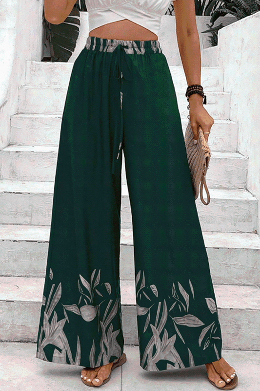 Drawstring Tie High Waist Relax Fit Long Pants