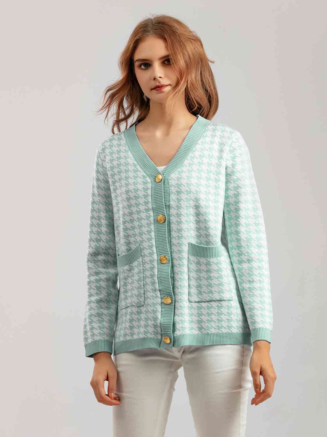 Houndstooth Button Down Cardigan