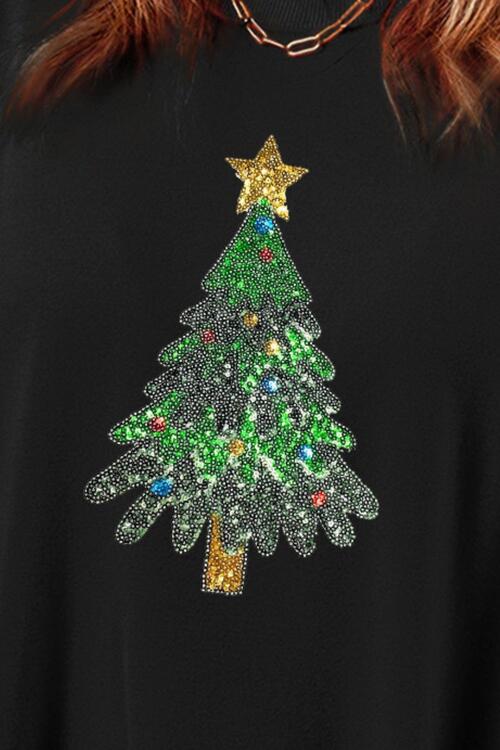 Sequin Christmas Tree Long Sleeve Sweatshirt